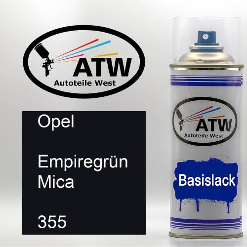 Opel, Empiregrün Mica, 355: 400ml Sprühdose, von ATW Autoteile West.